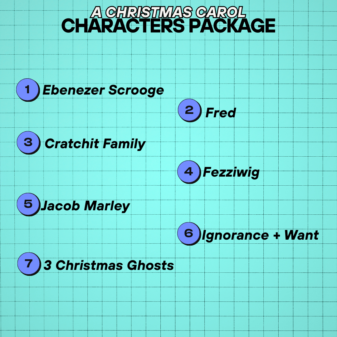 Christmas Carol Revision Flashcard Set (All Characters)