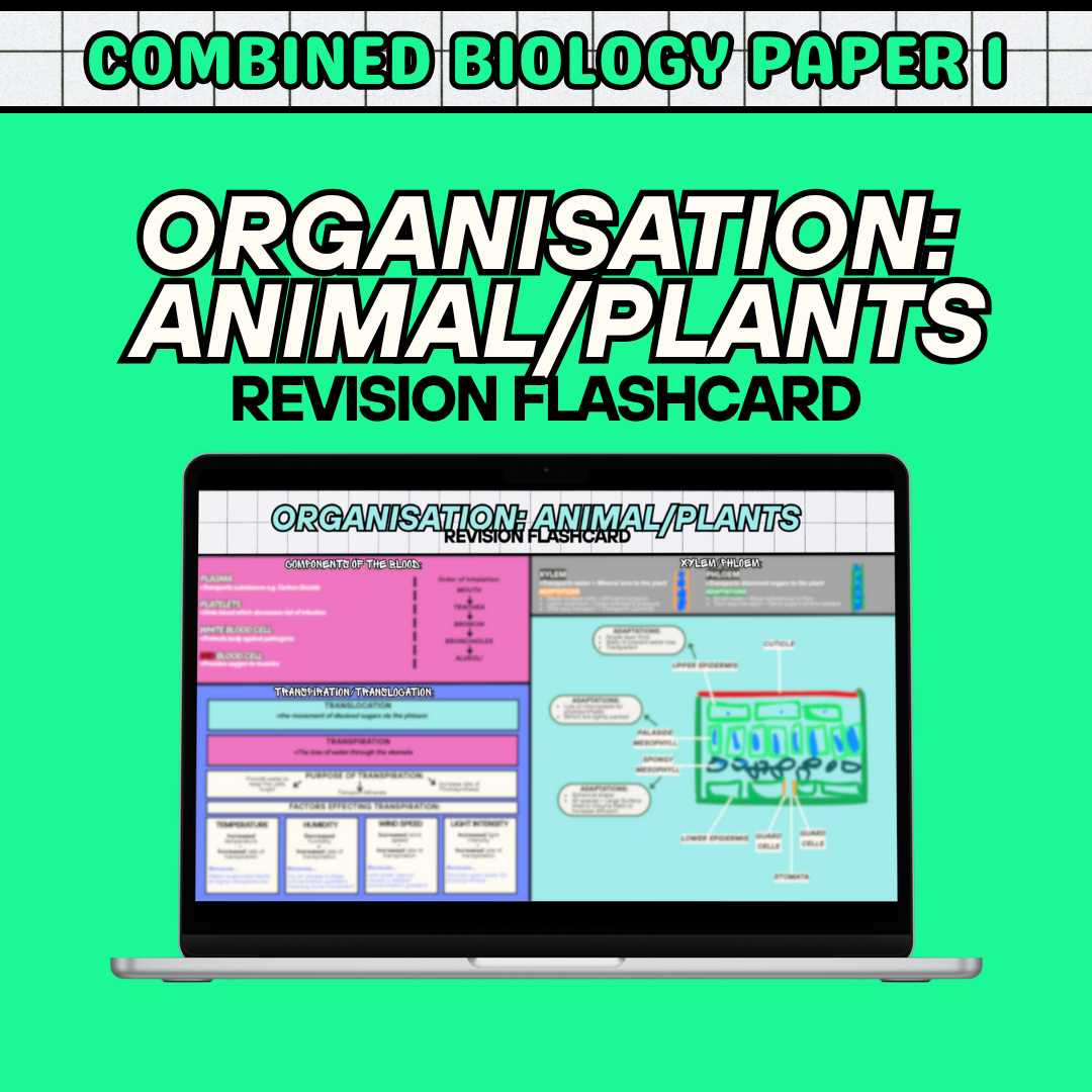 ORGANISATION: ANIMAL/PLANTS Revision Flashcard (Combined Paper 1)